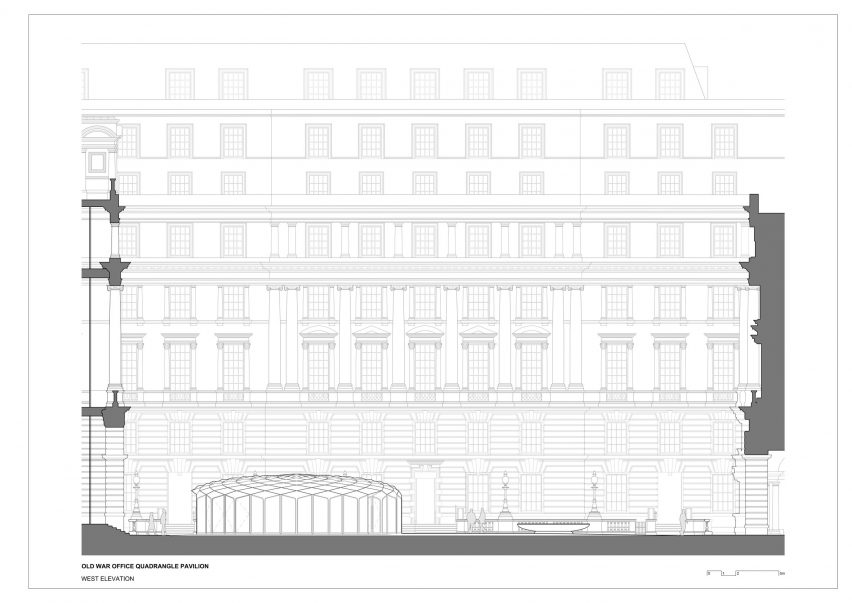 West elevation cafe Laperouse pavilion London