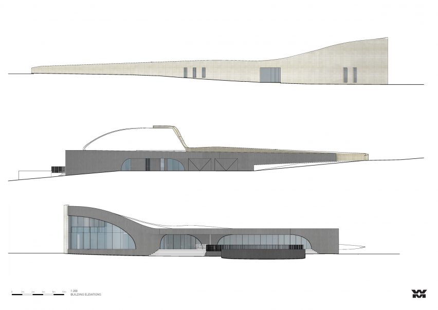 Elevation drawings of Peninsula House by Wood Marsh