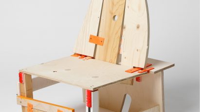 A chair made from pieces of scrap wood using Furniture First Aid Kit by Yalan Dan
