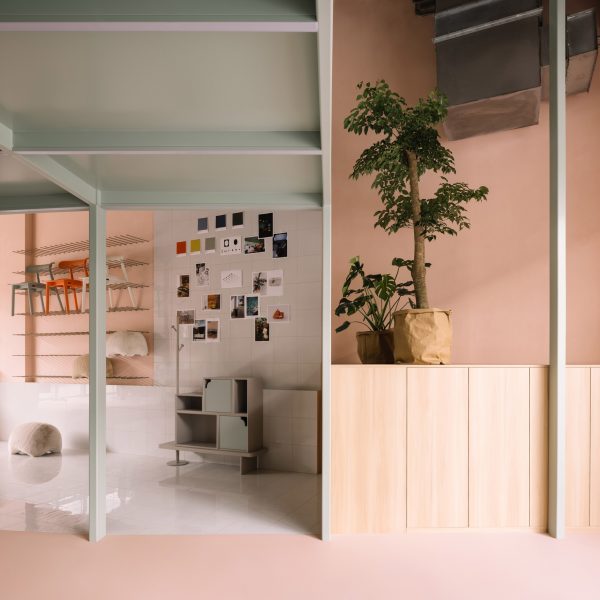 Pastel-toned details of the Jianze Showroom in China by Yatofu