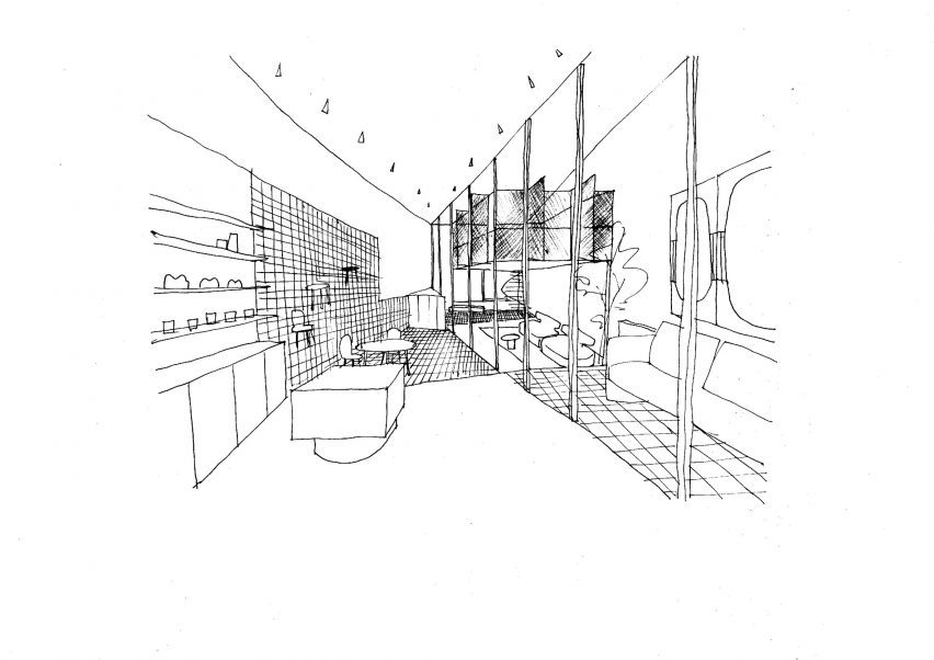 Concept sketch of Jianze Showroom in China by Yatofu