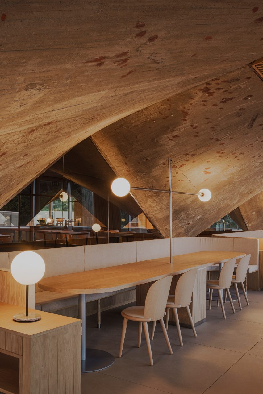 Interior of brutalist restaurant in Spain by Zooco Estudio