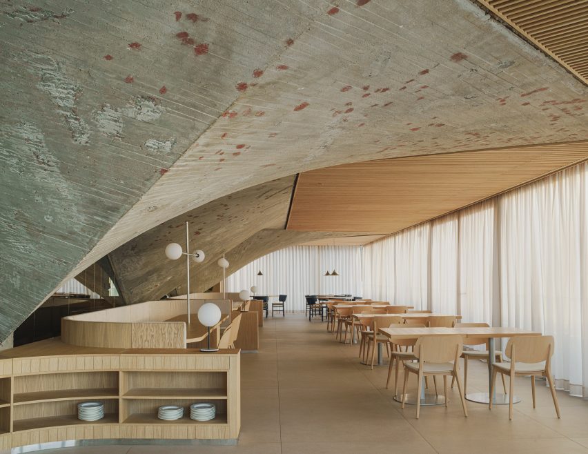 Interior of brutalist restaurant in Spain by Zooco Estudio