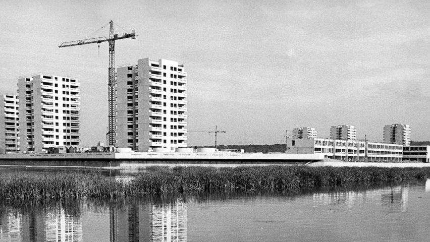 Photo of buildings and a crane