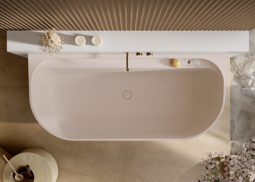 Overhead photo of the Acquabella Noon Slate bathtub