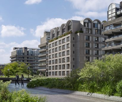 Barbican context and facade of Cornerstone by AHMM in London