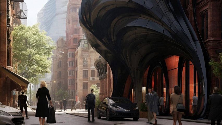 Architectural render generated using Midjourney