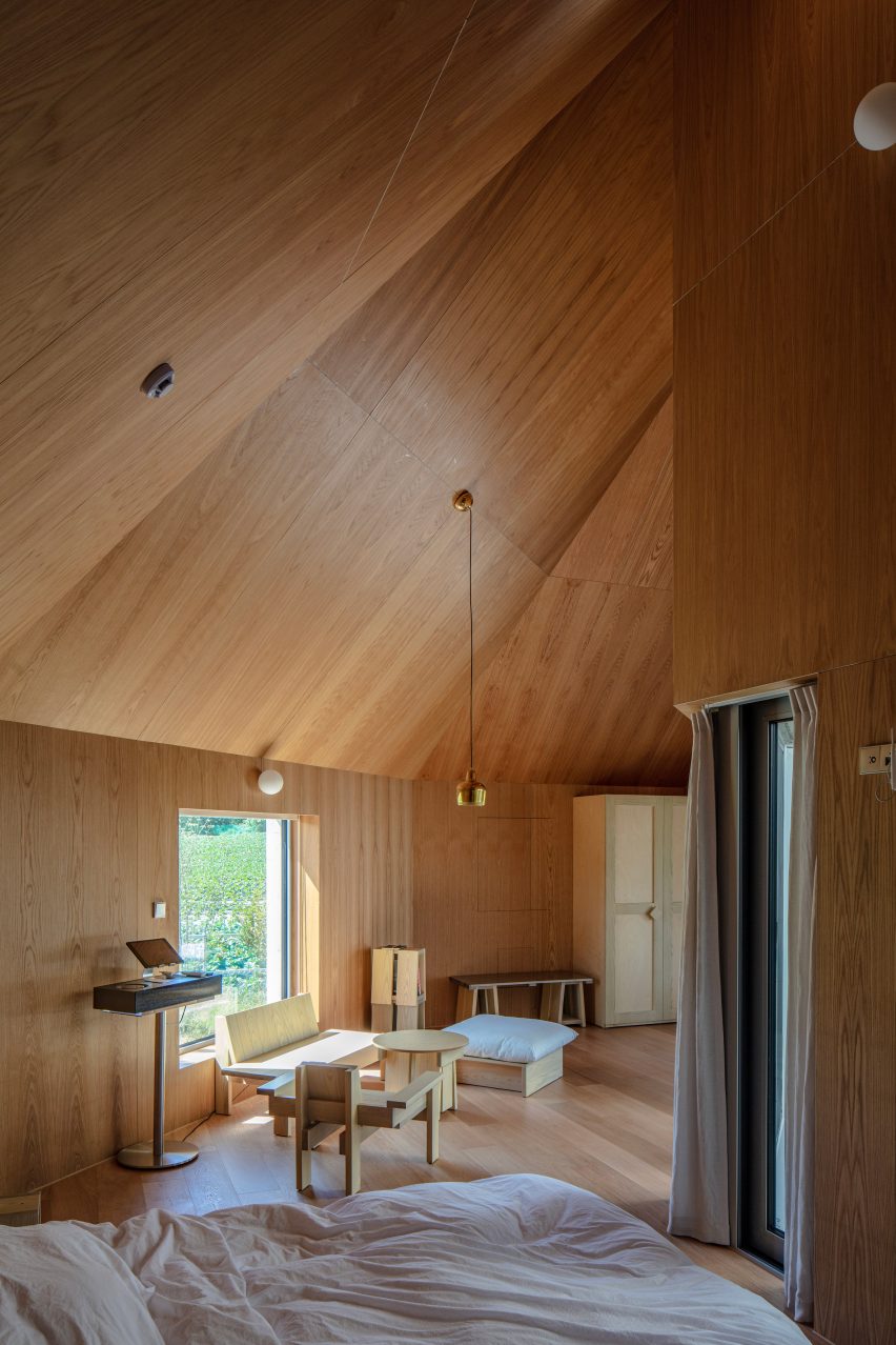 Timber interior of an octagonal home