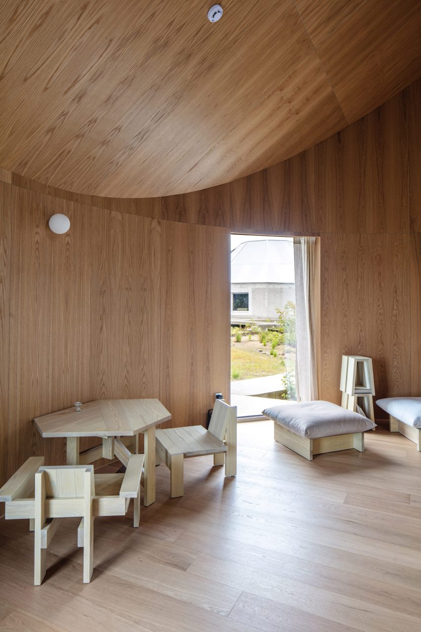 Timber interior in a circular home