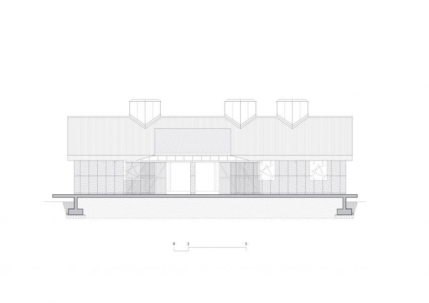 Elevation of the gable roof house