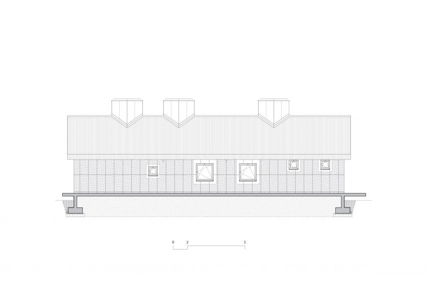 Elevation of the gable roof house