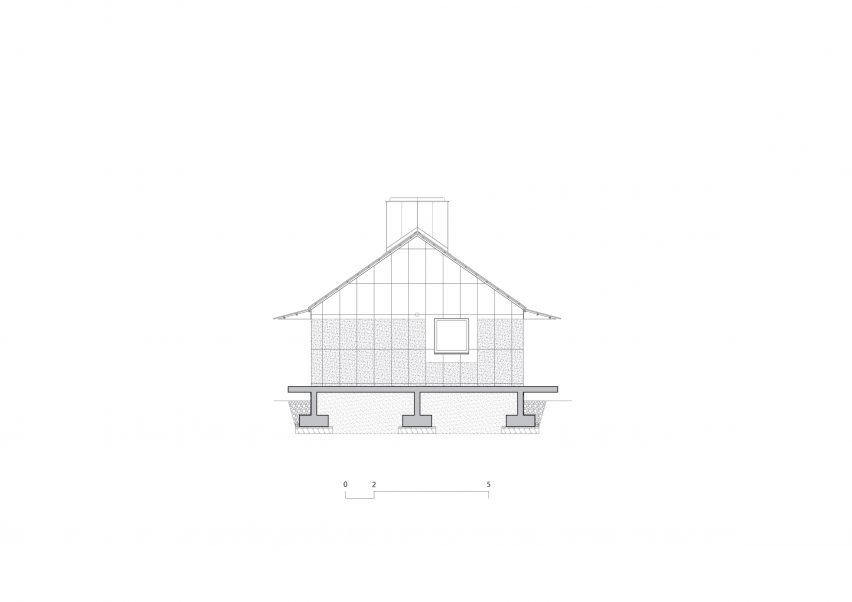 Elevation of the gable roof house