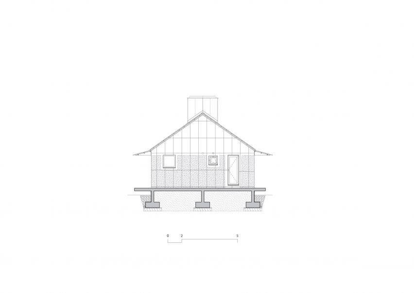 Elevation of the gable roof house