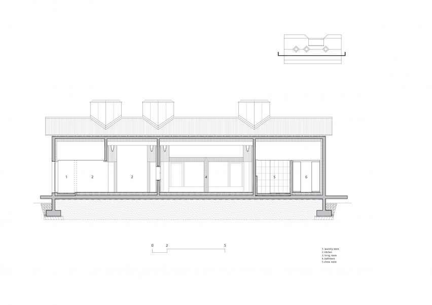 Section of the gable roof house