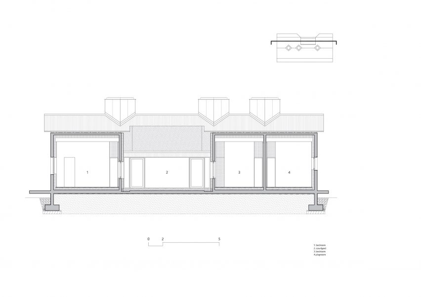 Section of the gable roof house