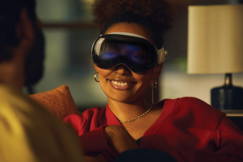 Girl wearing Vision Pro headset