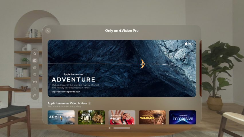TV seen in Vision Pro by Apple