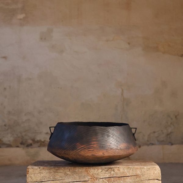 Wide low wooden bowl by Ash & Plumb for Collect Open 2024 