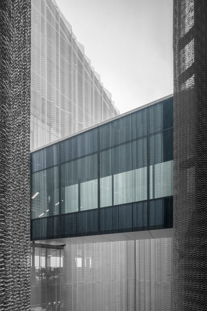 Glass bridge at the Bonfiglioli headquarters