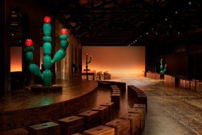catwalk with scorched wooden floor
