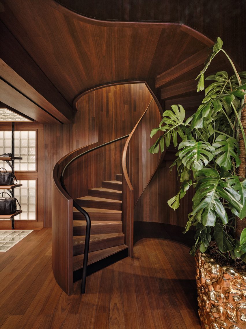 Wooden spiral staircase