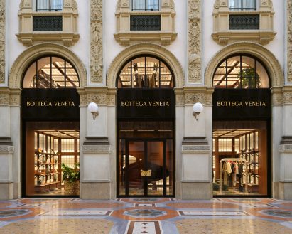 Exterior of the Bottega Veneta store in Milan's Galleria Vittorio Emanuele II