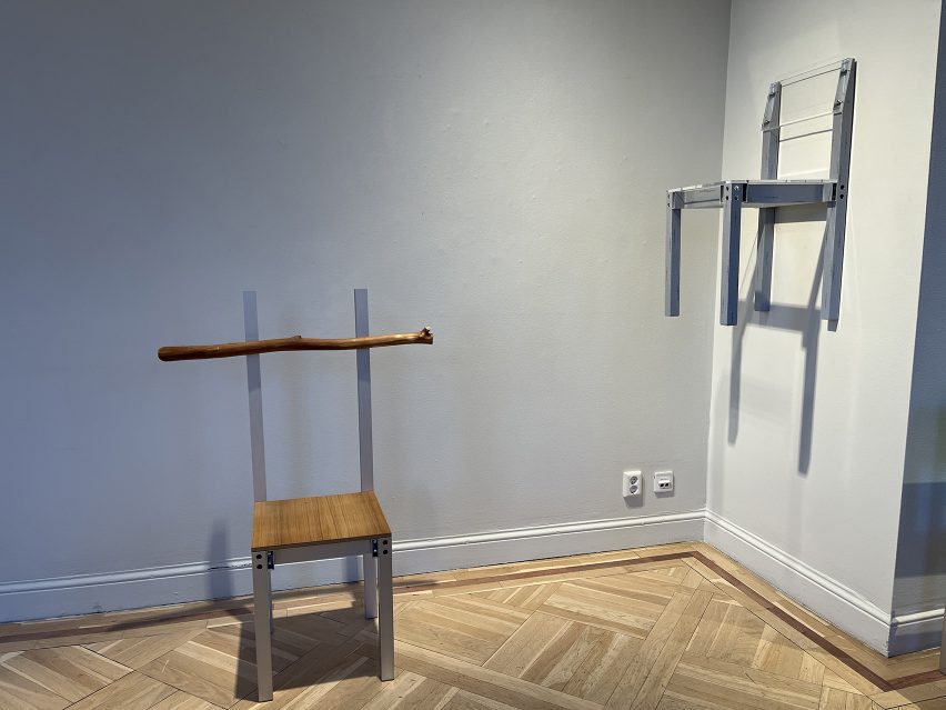 Two aluminium chairs with innovative seat backs