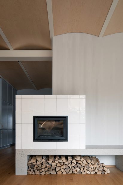 Fireplace in living room of House in Kutná Hora