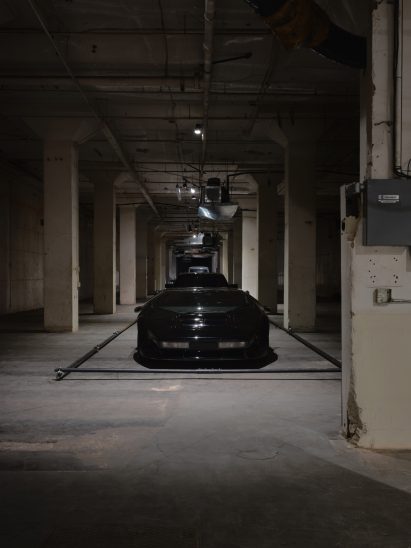 Black Lamborgini in concretre room