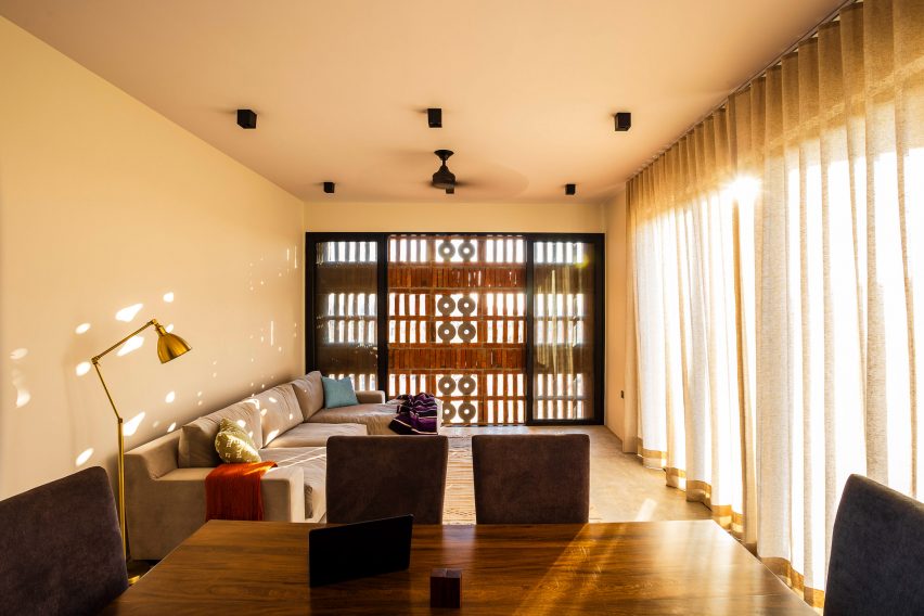 Living room with large windows