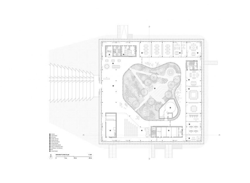 Ground floor plan of Central Control Building by Bilgin Architects