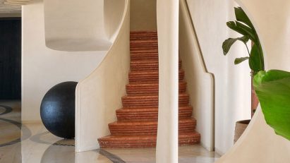 Sculptural staircase in Bangalore home