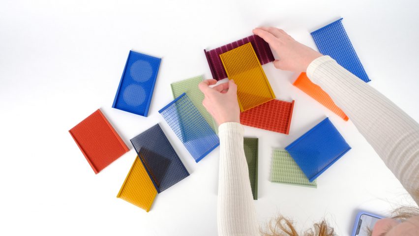 person testing out material samples
