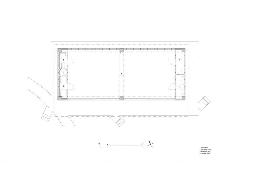 Floor plan of the communal building at Hoji Gangneung by AOA Architect