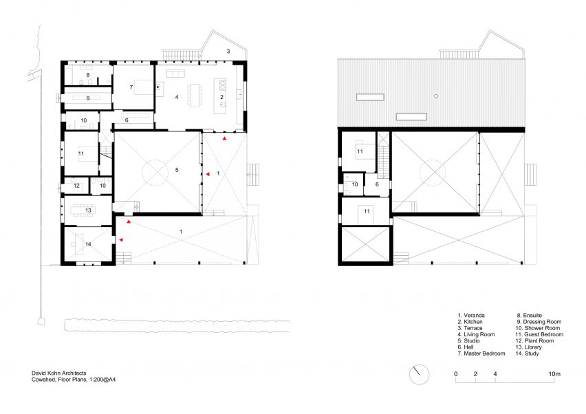 Plans of Cowshed by David Kohn Architects
