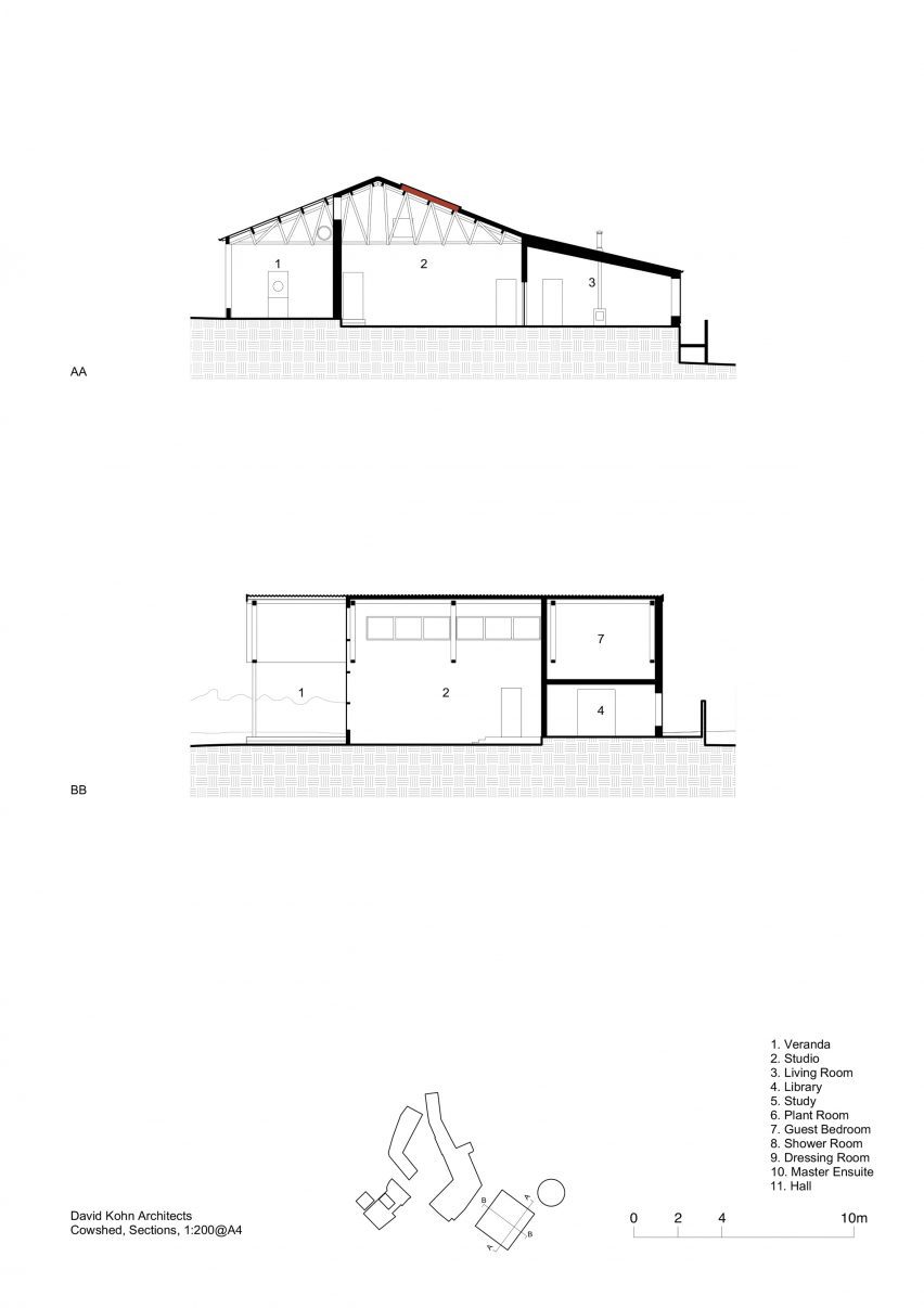 Section of Cowshed by David Kohn Architects
