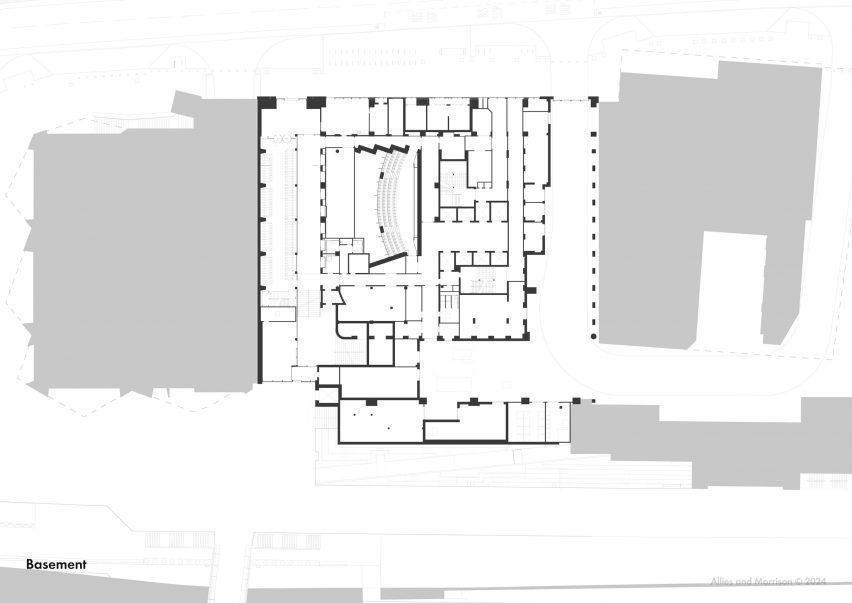 Basement floor plan of London College of Fashion by Allies and Morrison