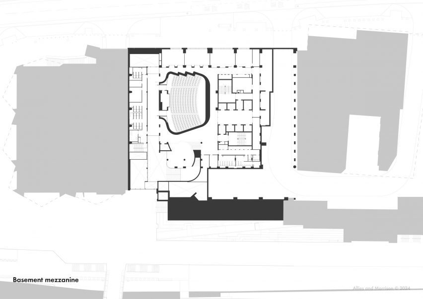 Basement mezzanine floor plan of London College of Fashion by Allies and Morrison