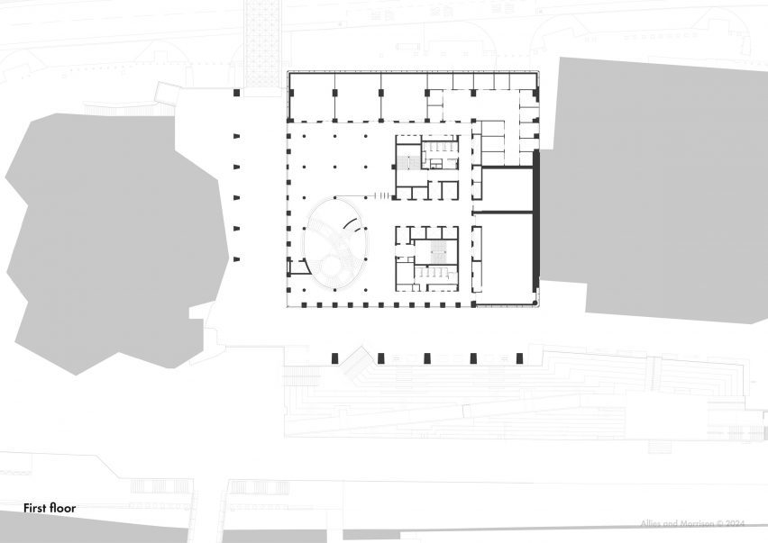 FIrst floor plan of London College of Fashion by Allies and Morrison