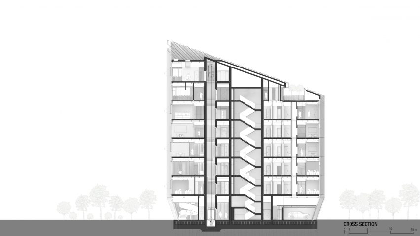 Section of the Bonfiglioli headquarters by Peter Pichler Architecture