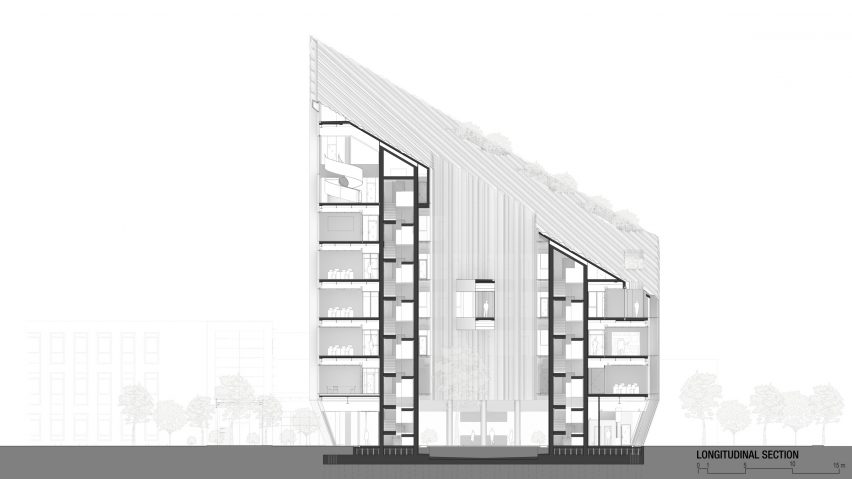 Section of the Bonfiglioli headquarters by Peter Pichler Architecture