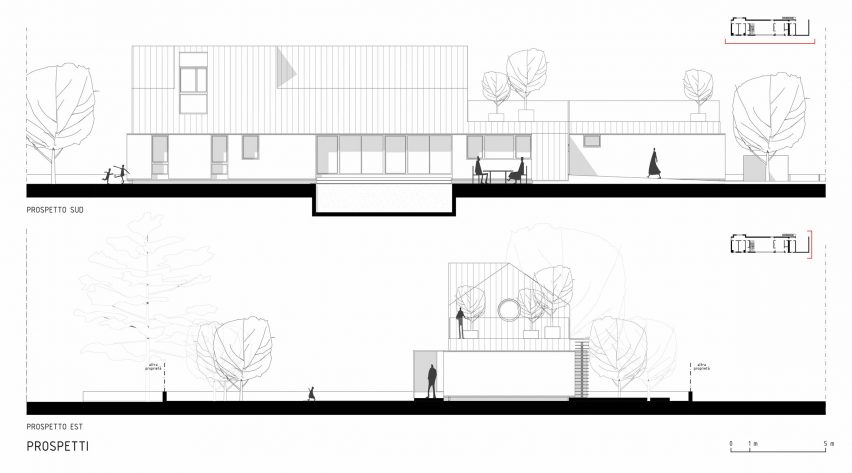 Elevation drawing of Casa 9 by LCA Architetti