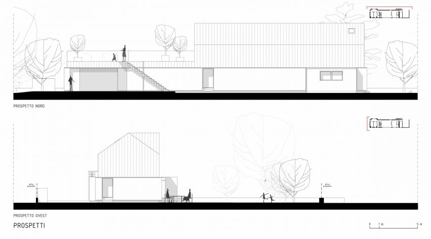 Elevation drawing of Casa 9 by LCA Architetti