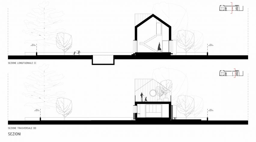 Section drawing of Casa 9 by LCA Architetti