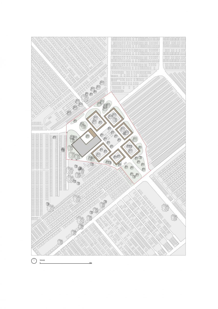 Site plan of columbarium complex by BDR Architekci