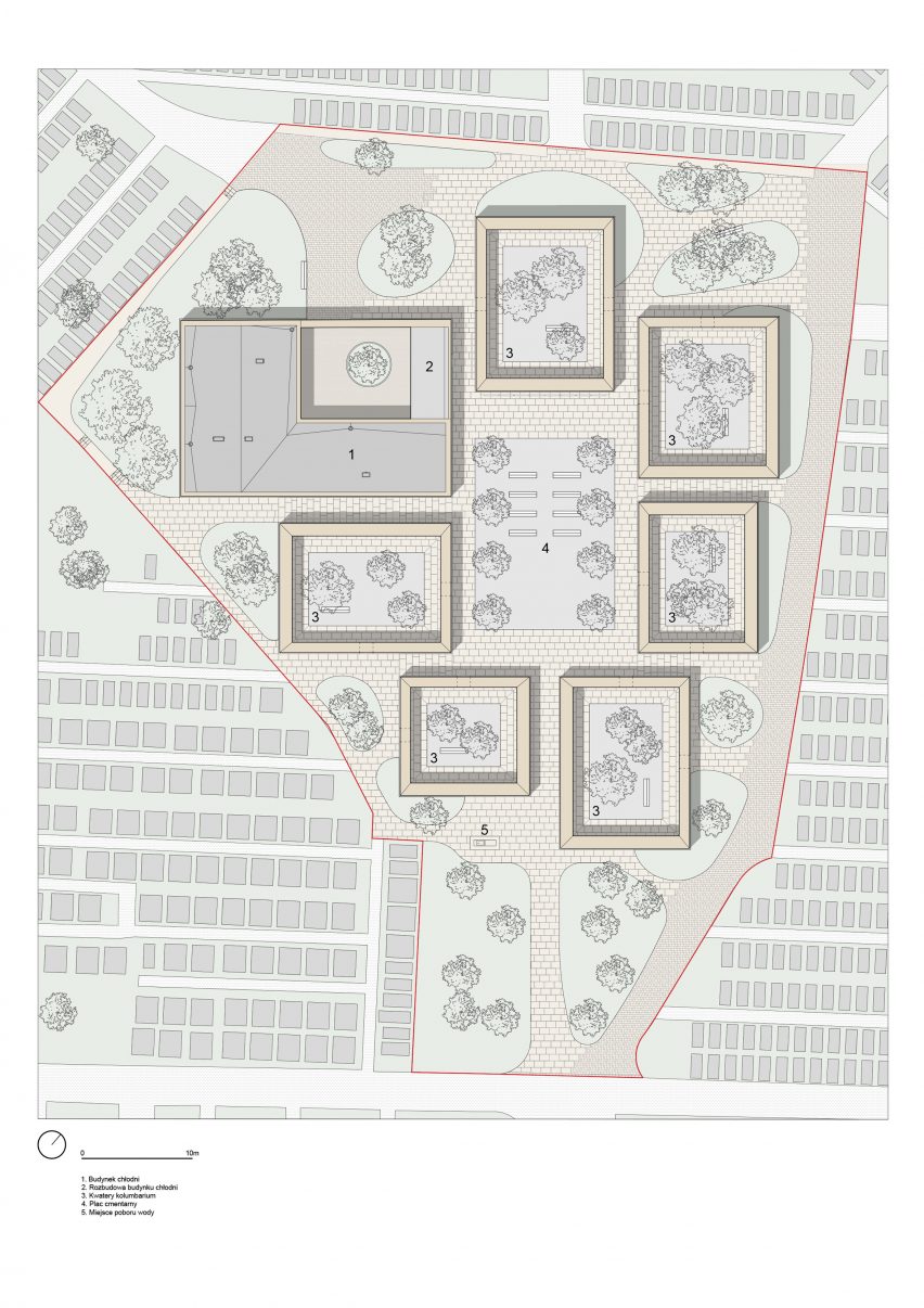 Roof plan of columbarium complex by BDR Architekci