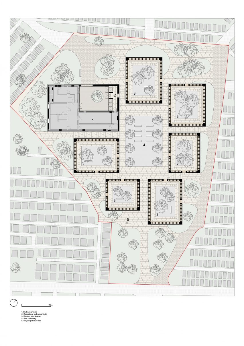 Floor plan of columbarium complex by BDR Architekci