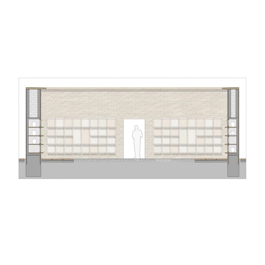 Chamber section drawing of columbarium complex by BDR Architekci