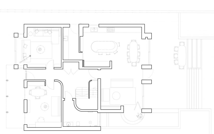 Ground floor plan of Kingston Villa by Fletcher Crane Architects
