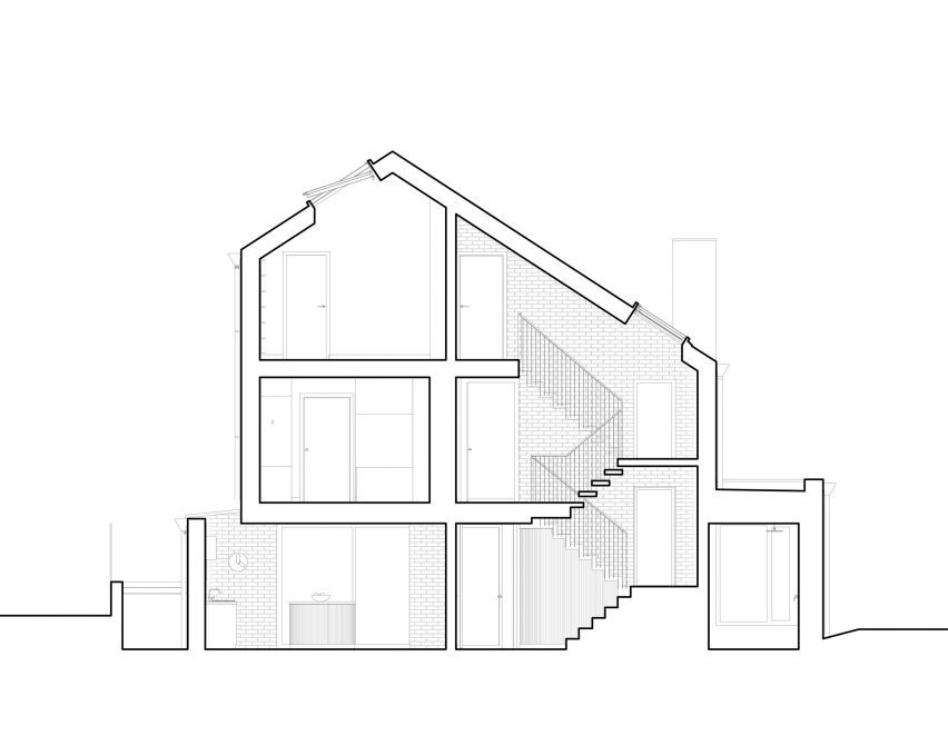 Section drawing of Kingston Villa by Fletcher Crane Architects